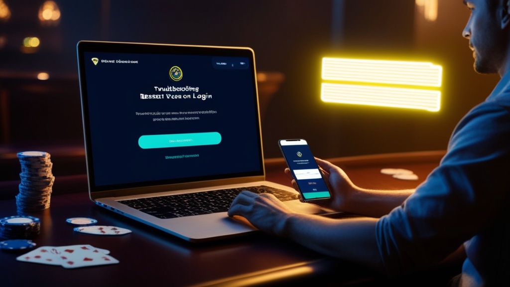 User troubleshooting a casino login error on laptop and phone