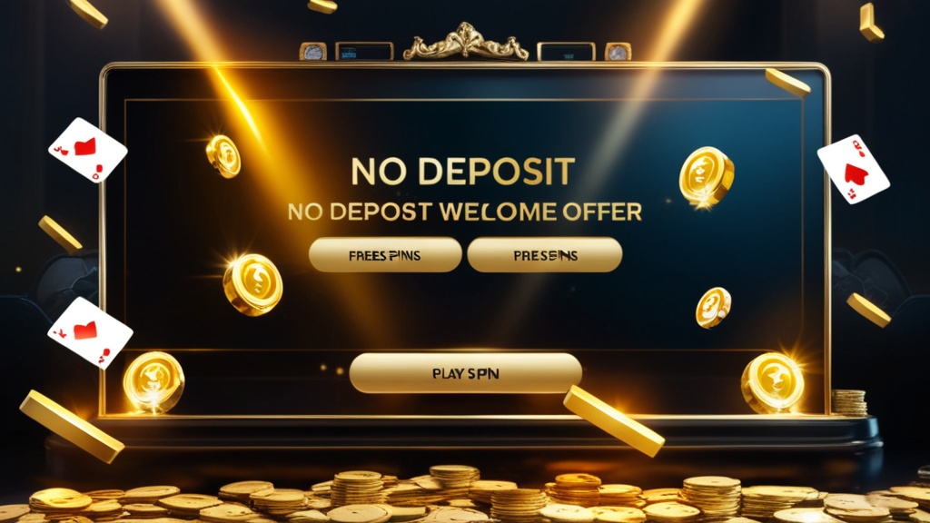 Casino welcome offer screen showing a no deposit bonus and free spins