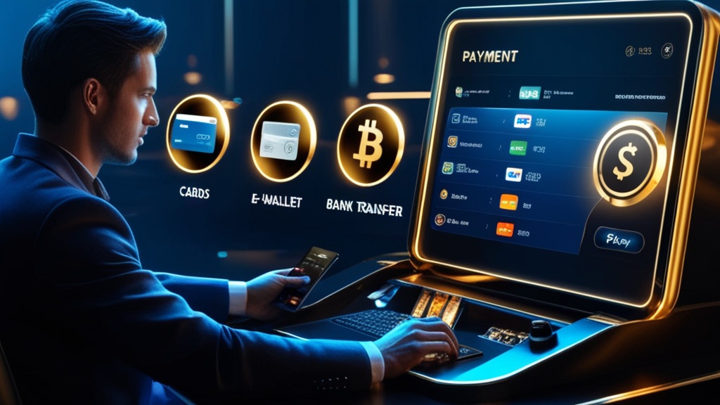 Casino cashier screen comparing deposit and withdrawal payment methods