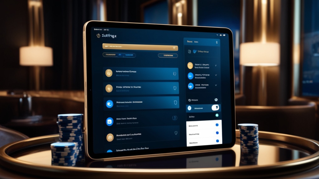 Casino account profile settings on a tablet with notification controls